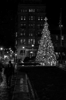 Rainy Night in West Chester at Christmastime