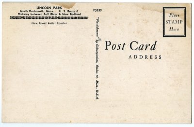 Lincoln Park North Dartmouth, Mass. reverse