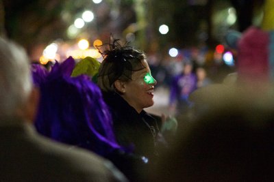night parade spectator with light-up eyelids