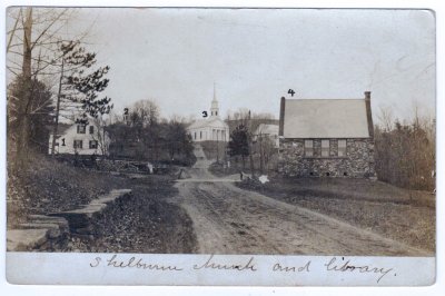 Shelburne church and library (ebay scan)