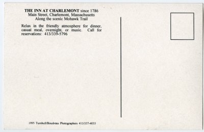 The Inn at Charlemont since 1786 reverse