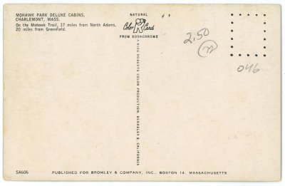 Mohawk Park Deluxe Cabins, Charlemont, Mass. reverse