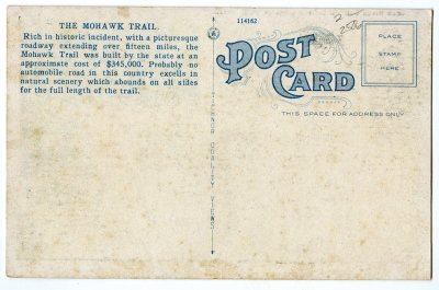Cold River Canyon on the Mohawk Trail, Mass. reverse
