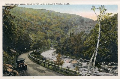 Picturesque View, Cold River and Mohawk Trail, Mass. (Hoxsie folder 1923)