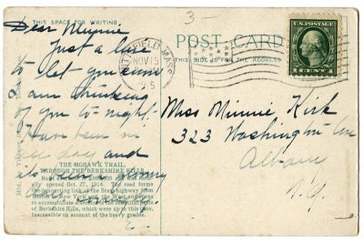 Cold River on the Mohawk Trial [sic], through the Berkshire Hills. reverse 