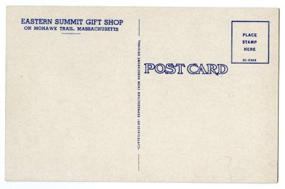Eastern Summit Gift Shop on Mohawk Trail, Massachusetts reverse 