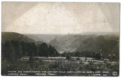 Where the Massachusetts and Vermont Hills Meet - Looking North East from Lookout Point.  Mohawk Trail. Copr. 64