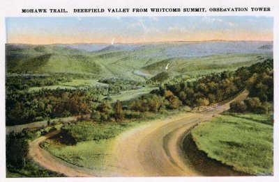 Mohawk Trail.  Deerfield Valley from Whitcomb Summit, Observation Tower (Canedy souvenir folder) 