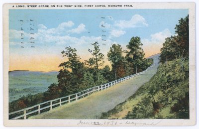A Long, Steep Grade on the West Side, First Curve, Mohawk Trail. 