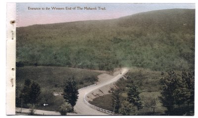 Entrance to the Western End of the Mohawk Trail. 