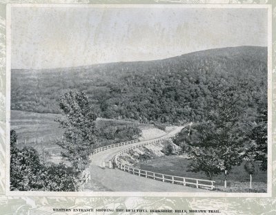 Western Entrance Showing the Beautiful Berkshire Hills, Mohawk Trail - A Trip over the Mohawk Trail (Lenhoff) p.1 