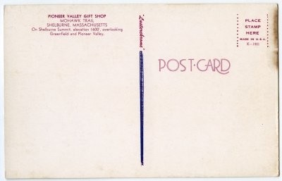 Pioneer Valley Gift Shop Mohawk Trail reverse