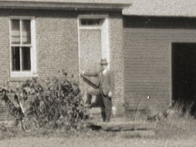 Little Red School House East Charlemont photo - detail (the schoolmaster?)