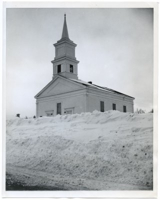 Windsor Hill Church hidden by snow 1947 