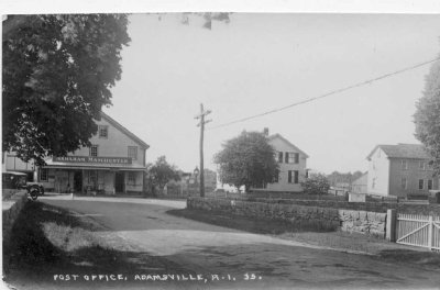 Post Office, Adamsville, R.I. 35 postcard (Little Compton Hist. Soc.)