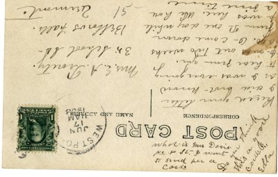 Large house, Westport postmark reverse