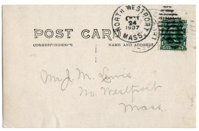 North Westport cancellation 1907 (church) reverse