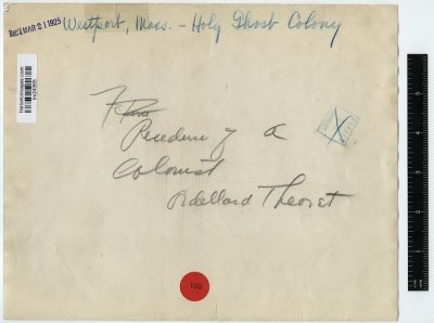 Westport, Mass. - Holy Ghost Colony press photo 1925 reverse
