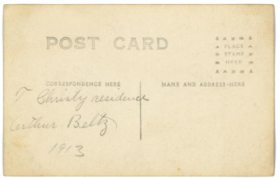 T Christy residence Arthur Beltz 1913 reverse