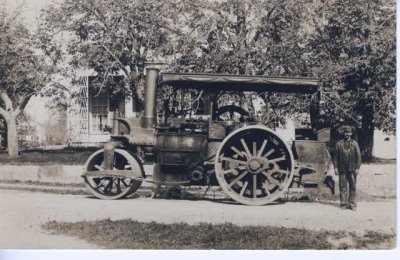 640 steam roller on Old Couty Road at the Head of Westport (wpthist).jpg