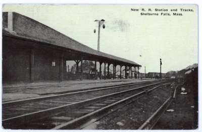 New R.R. Station and Tracks, Shelburne Falls, Mass.