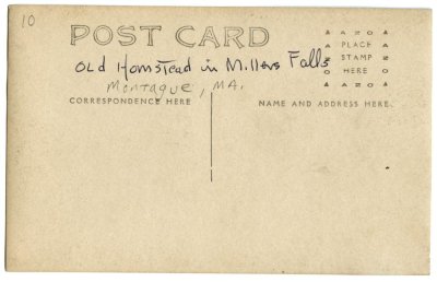 Old Homstead in Millers Falls reverse