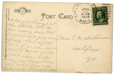 Baker's Camp, Shelburne Falls, Mass. reverse