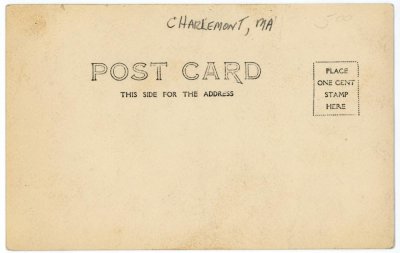 Mt. Peak. Charlemont, Mass. reverse