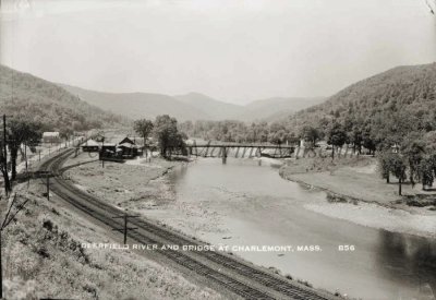 Deerfield River and Bridge at Charlemont, Mass. B56