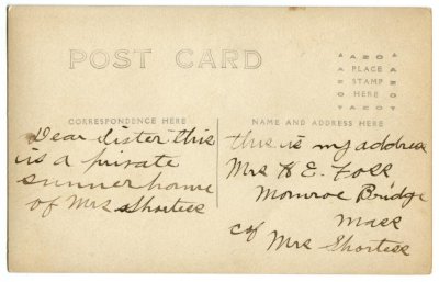 One of the Residences, Monroe Bridge, Mass. reverse