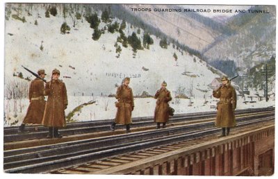Troops Guarding Railroad Bridge and Tunnel
