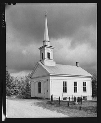 A church built when the Berkshire highlands were prosperous farming lands. Massachusetts, FSA Oct 1941