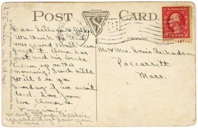 Over the Hoosac Tunnel, Mohawk Trail, Mass. reverse