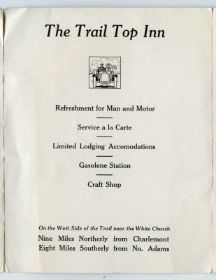 The Trail Top Inn Refreshment for Man and Motor