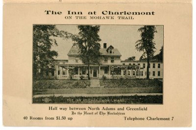 The Inn at Charlemont menu postcard