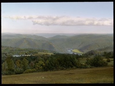 Massachusetts, Mohawk Trail. View Southeast over Deerfield Valley from Moore's Summit. (1920)