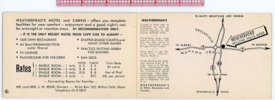 Weatherhead's Motel folding double card reverse
