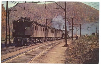 Boston & Maine 2504 Three B&M electric locomotives doublehead with steam power