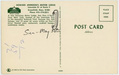 Howard Johnson's Motor Lodge Interstate 91 at Route 2 reverse