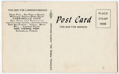 Carrabelle Cafe - Mike Thermis, Prop. - Carrabelle, Florida reverse