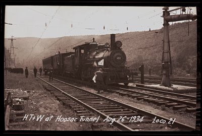 HT+W at Hoosac Tunnel Aug. 26 - 1934 Loco. 21 negative