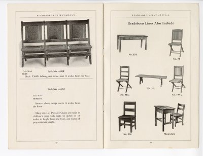 Readsboro Chair Company Oct 1929 catalog, pp. 18-19