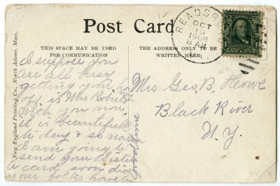 East Main Street, Readsboro, Vt. reverse