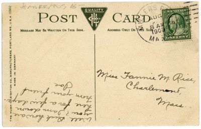Millers Falls, Mass. C.V. and B. & M. R.R. Station reverse