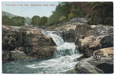 Pot holes in the falls. Shelburne Falls, Mass.