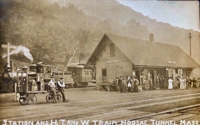 Station and H.T. and W. Train Hoosac Tunnel Mass. FB