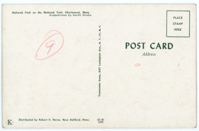 Mohawk Park on the Mohawk Trail, Charlemont, Mass. reverse