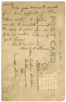 Millers Falls postmark reverse