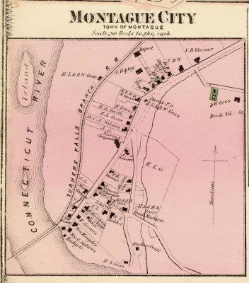 Montague, Millers Falls, Whatley Beers map 1871 