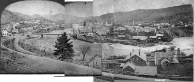 Shelburne Falls 4-part stereoview panorama (left=Patch, right=New England Series)